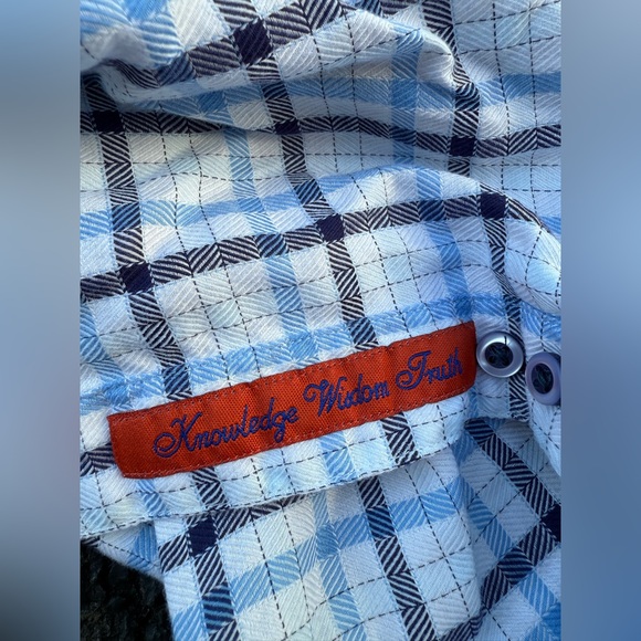 Robert Graham Shirt Mens Medium Blue Plaid Classic Fit Dress Button Up Small - Picture 6 of 7